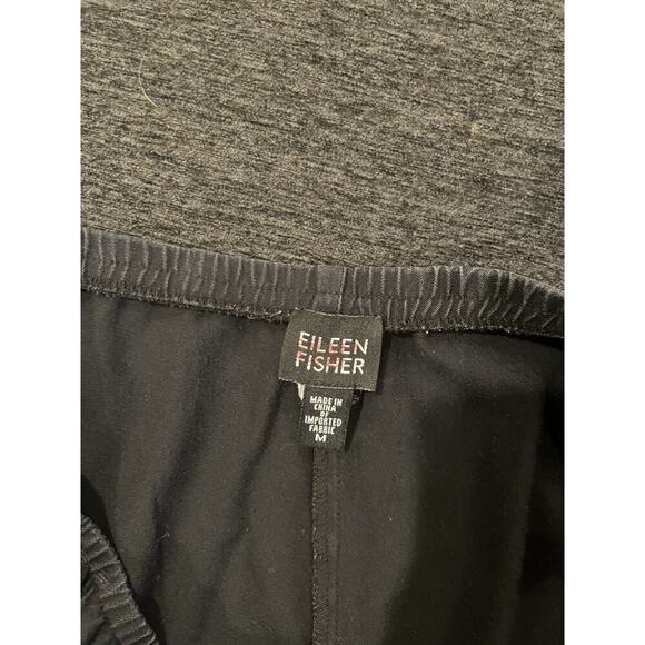 EILEEN FISHER Black Pull On Stretch Side Zip Ankle Pants Straight Crop Cotton M - Picture 3 of 7